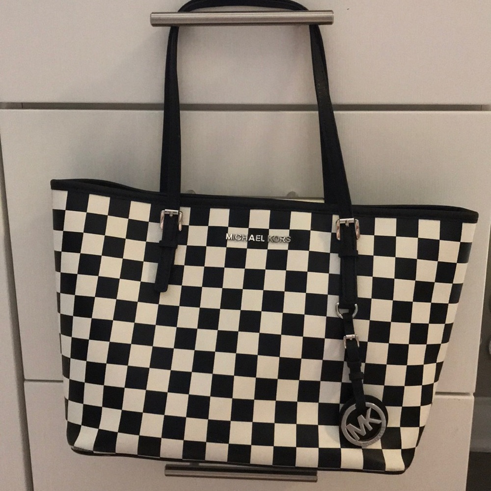 Black & White Checkerboard Michael Kors Tote